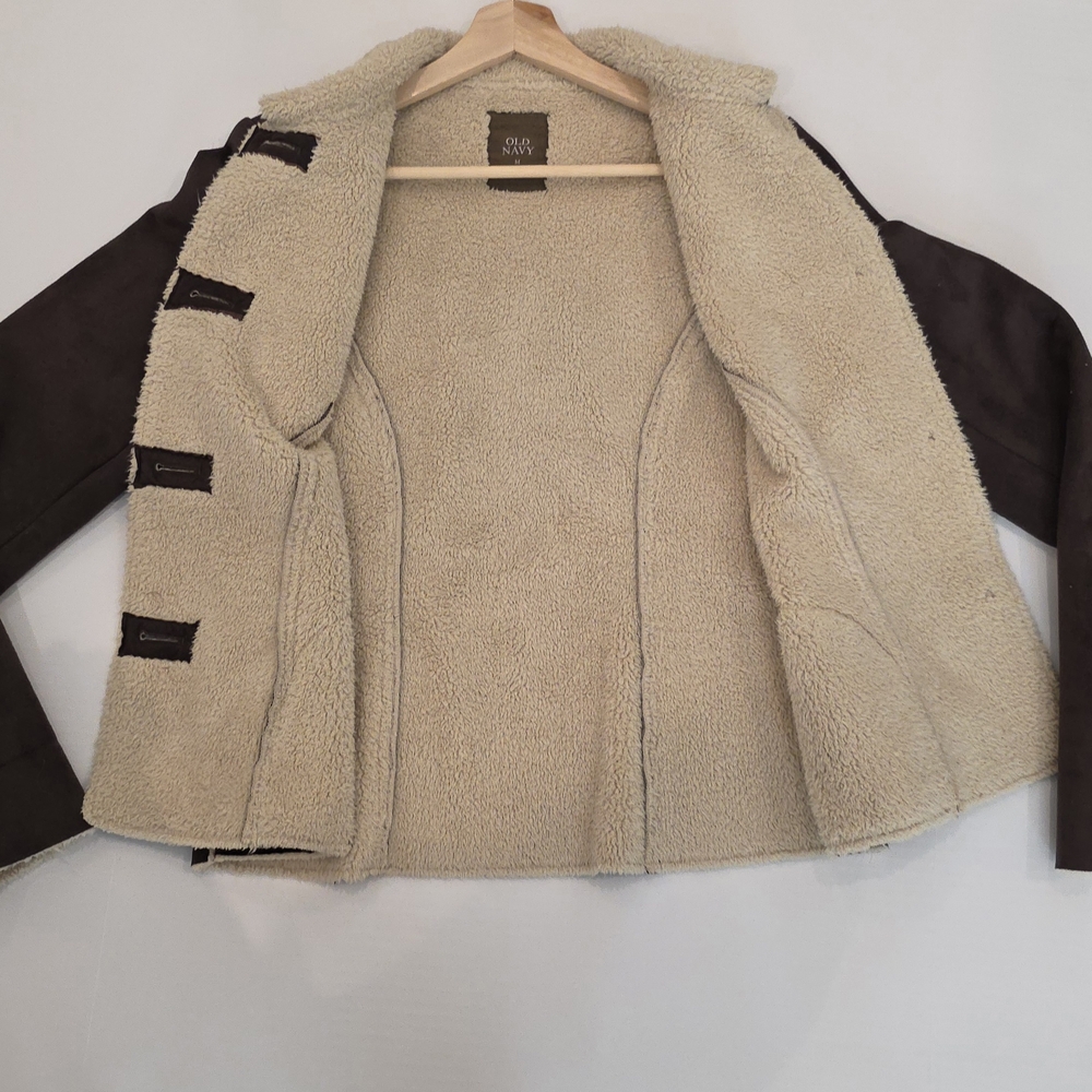 Suden Women Brown Shearling Jacket Button-up Tedy Sherpa Fall Western Winter - Picture 7 of 7
